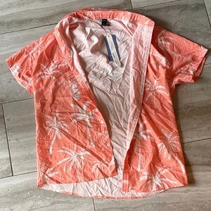ROMWE Coral Palm Print Shirt Jacket